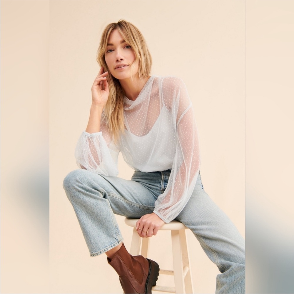 FREE PEOPLE “ELLIE MESH LONG SLEEVED” TOP